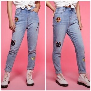Sailor Moon Hot Topic Icons Patch Jeans Luna Cat High Rise Straight Mom Sz 5